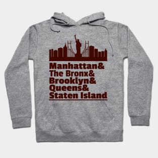 'Five Boroughs of New York City' New York City Gift Hoodie